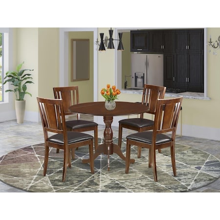 East West Furniture 5 Piece Dublin Wood Dining Table Set - Mahogany DMDU5-MAH-C